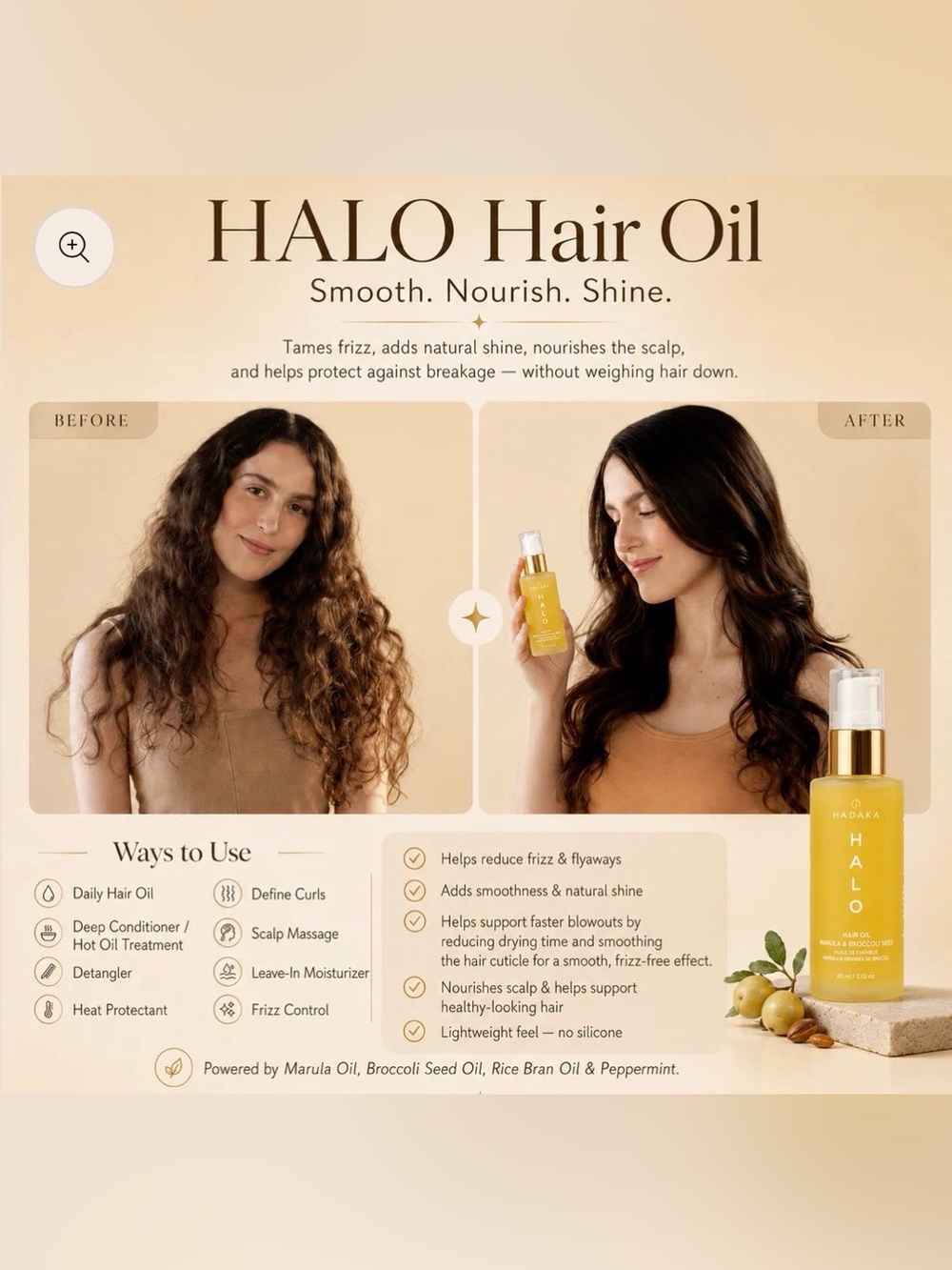 HALO Repair & Shine Hair Oil with Marula & Broccoli Seed - Picture 5 of 8